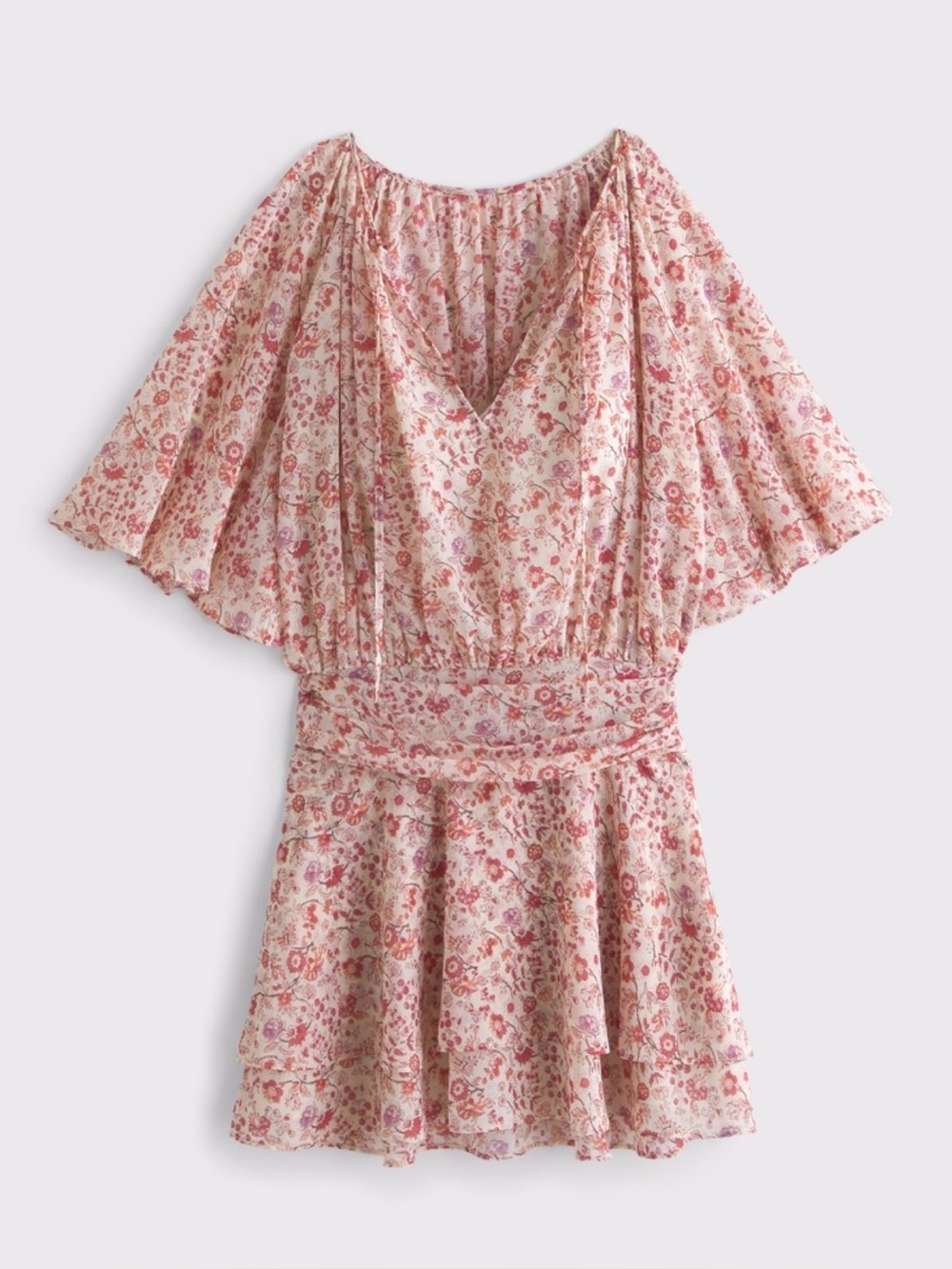 Abercombrie pink Angel Sleeve Sheer Mini Dress medium nwt